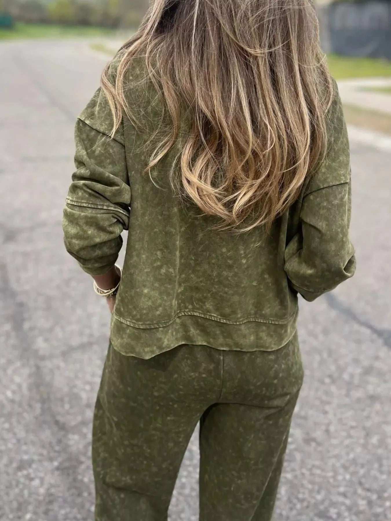 Full Size Washed Round Neck Top and Drawstring Pants Set Plus Size nicholesgifts