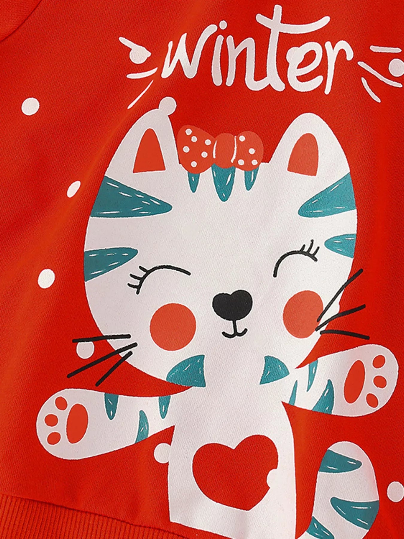 Children's Cute Cat Crew Neck Sweatshirt Trendsi