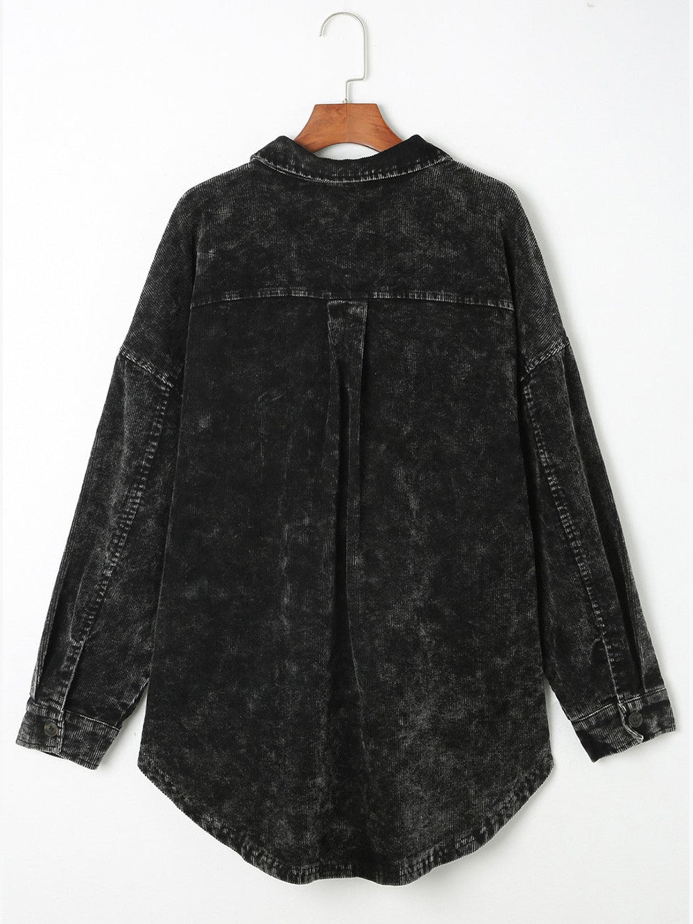 Washed Button Down Dropped Shoulder Jacket nicholesgifts