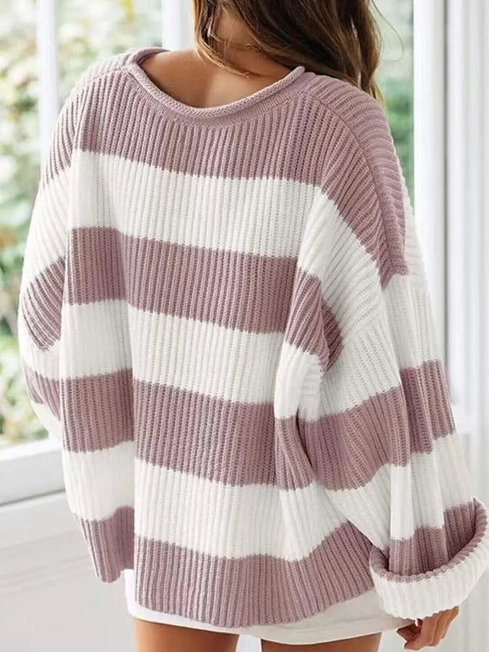 Round Neck Long Sleeve Sweater Trendsi