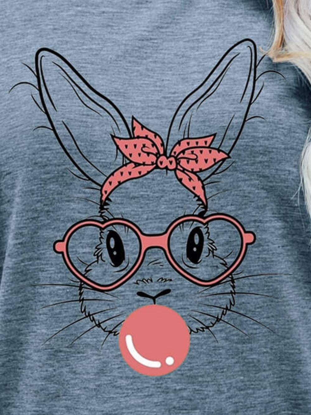 Easter Bunny Graphic Round Neck T-Shirt nicholesgifts