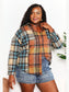 Double Take Plaid Curved Hem Shirt Jacket with Breast Pockets nicholesgifts