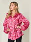 Double Take Full Size Printed Ruffle Trim Balloon Sleeve Shirt nicholesgifts