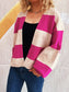 Women Color Block Open Front Cardigan nicholesgifts