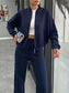 Baseball Collar Zip Up Outerwear and Drawstring Pants Set nicholesgifts