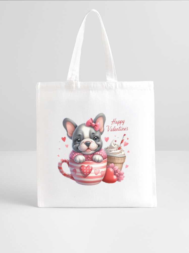 Women Happy Valentine's Day Pug Dog in Heart Mug Tote Bag Gift For Her nicholesgifts