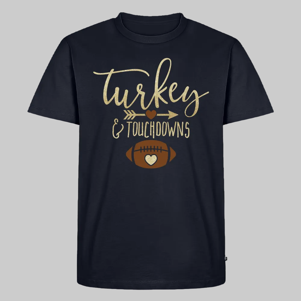 Men's Turkey and Touchdowns Short Sleeve T-Shirt - navy