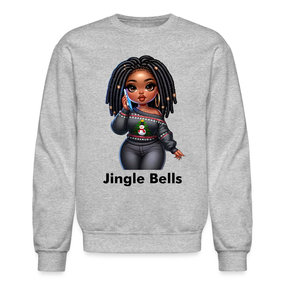 African American Women Jingle Bells Crewneck Christmas Sweatshirt - heather gray