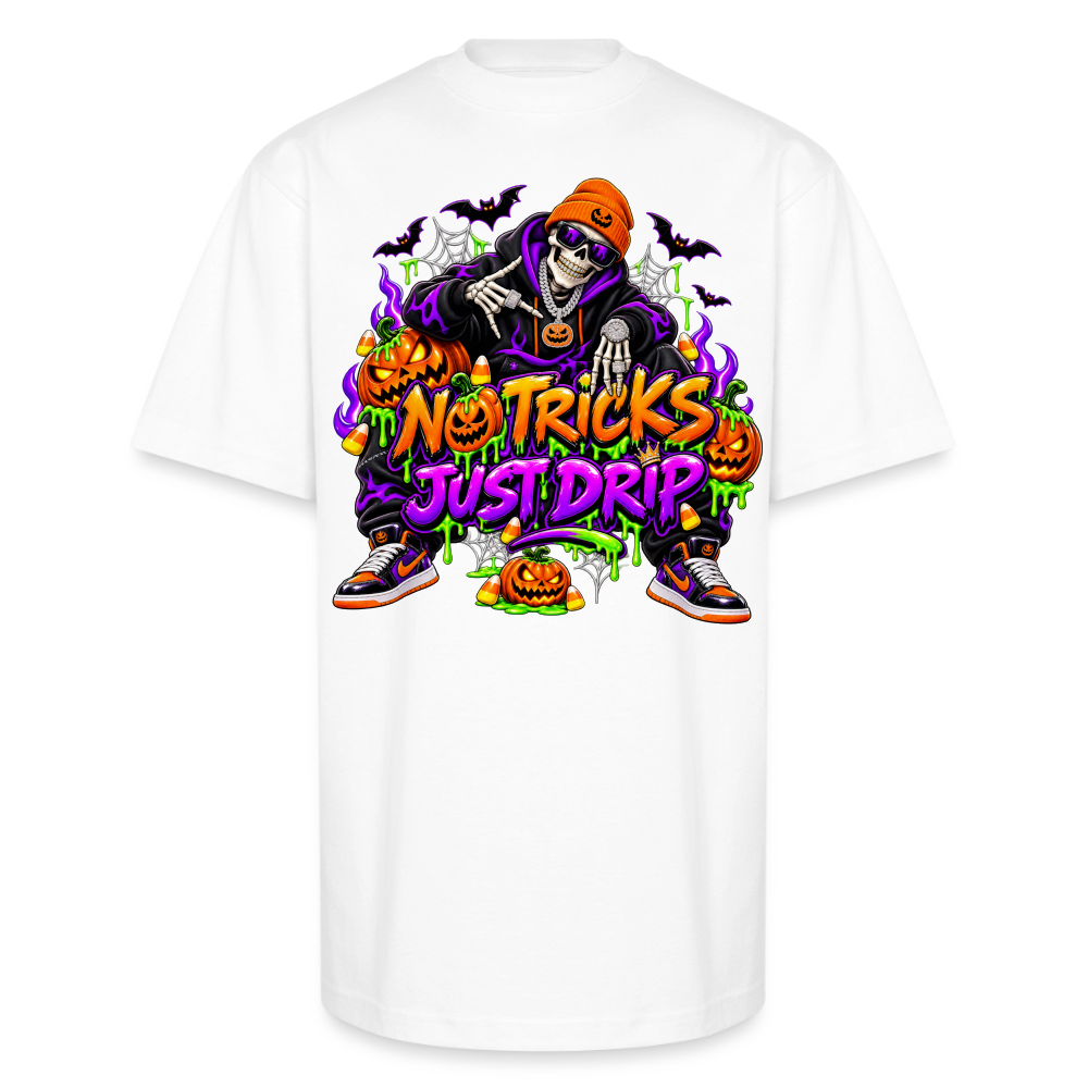 Men No Tricks Just Drip Oversized Halloween Short Sleeve T-Shirt - white