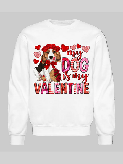 Women My Dog Is My Valentine Crewneck Valentine's Day Sweatshirt nicholesgifts