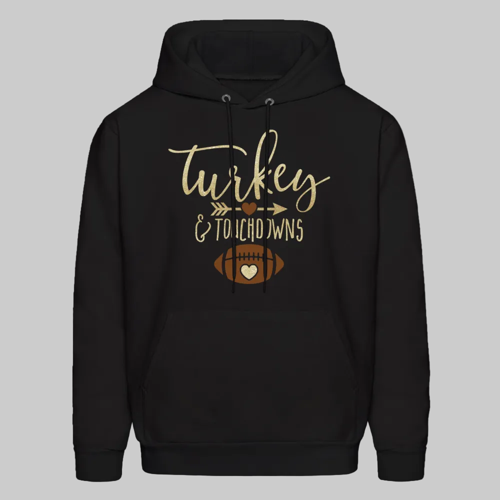 Men's Turkey and Touchdowns Thanksgiving Hoodie - black