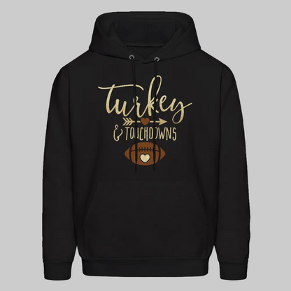 Men's Turkey and Touchdowns Thanksgiving Hoodie - black