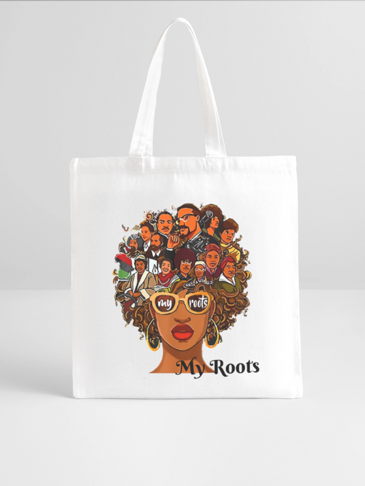 African American Women My Roots White Tote Bag Gift for Black History Month nicholesgifts