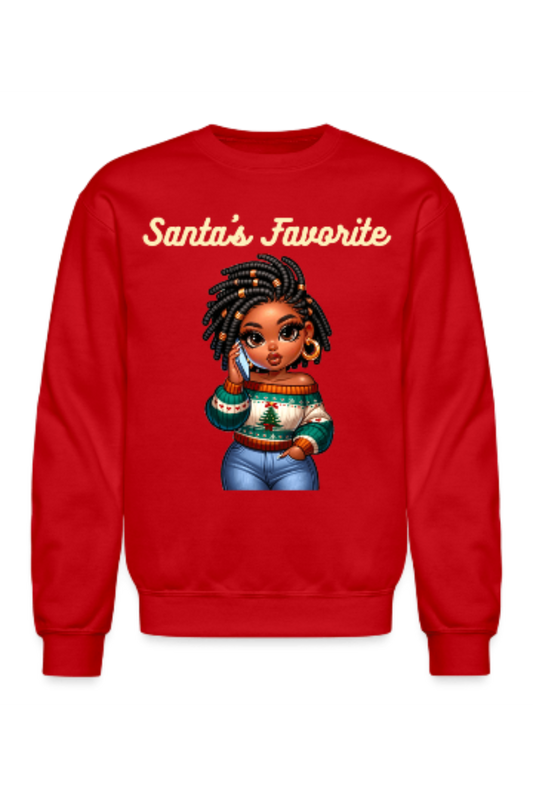 African American Women Santa's Favorite Crewneck Christmas Sweatshirt - red