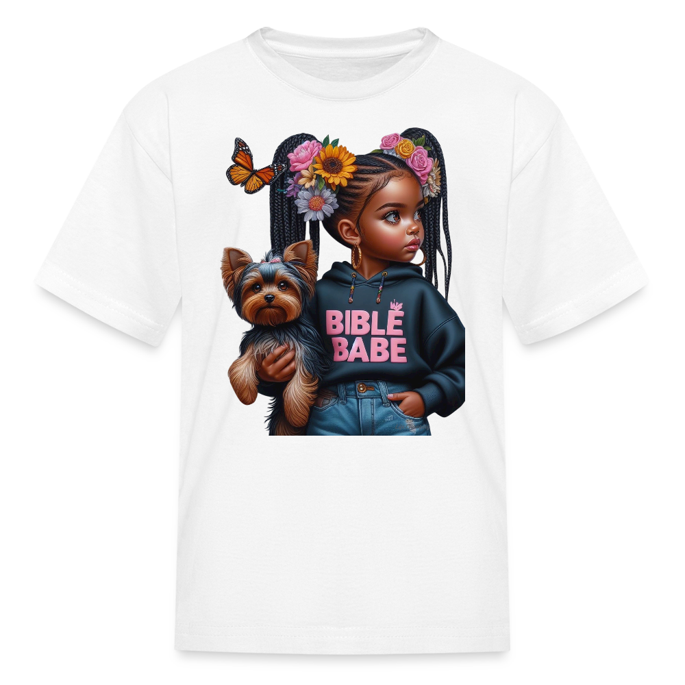 African American Girls Bible Babe with Dog Short Sleeve T-Shirt NicholesGifts