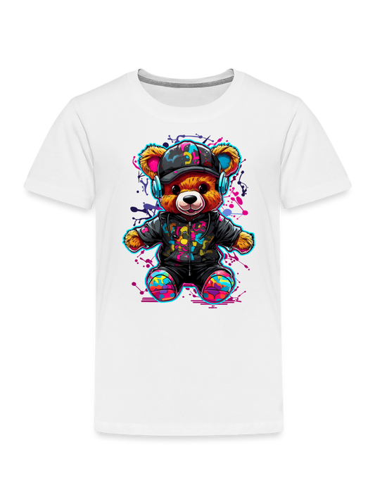 Toddler Boys Colorful Bear with Headphones Short Sleeve Crewneck T-Shirt