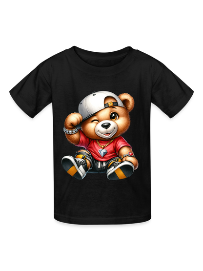 Boys Teddy Bear White Hat Short Sleeve T-Shirt nicholesgifts