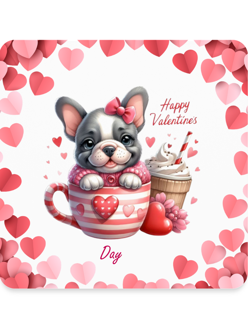 Happy Valentine's Day Pug Dog Square Magnet nicholesgifts