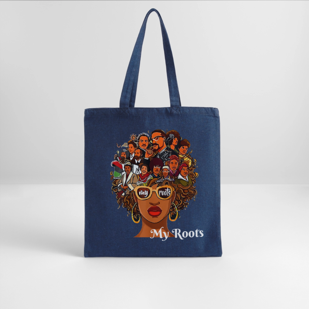 African American Women My Roots Blue Tote Bag Gift for Black History Month nicholesgifts