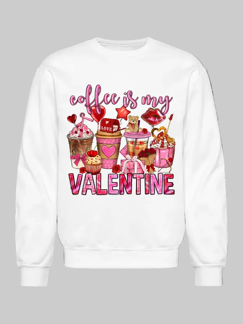 Women Coffee Is My Valentine Crewneck Valentine's Day Sweatshirt nicholesgifts