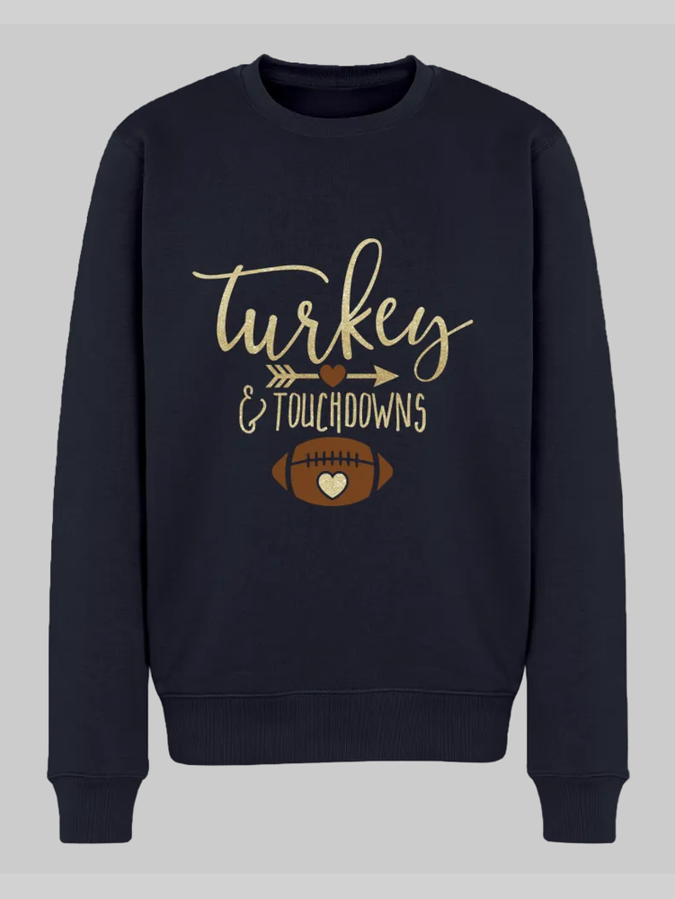 Men’s Turkey and Touchdowns Thanksgiving Sweatshirt - navy