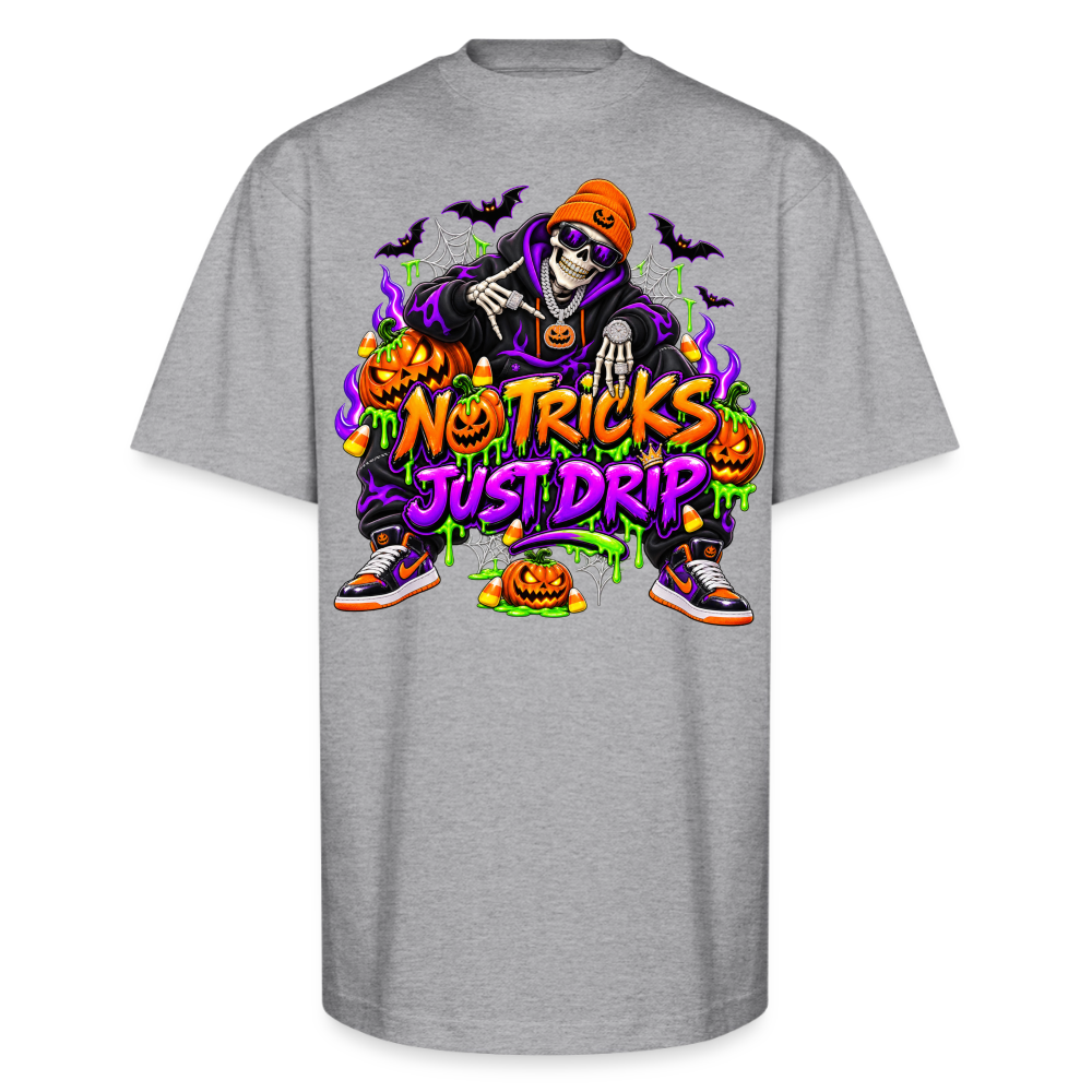 Men No Tricks Just Drip Oversized Halloween Short Sleeve T-Shirt - heather gray