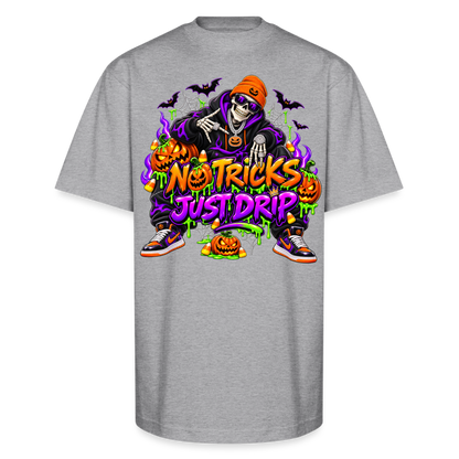 Men No Tricks Just Drip Oversized Halloween Short Sleeve T-Shirt - heather gray