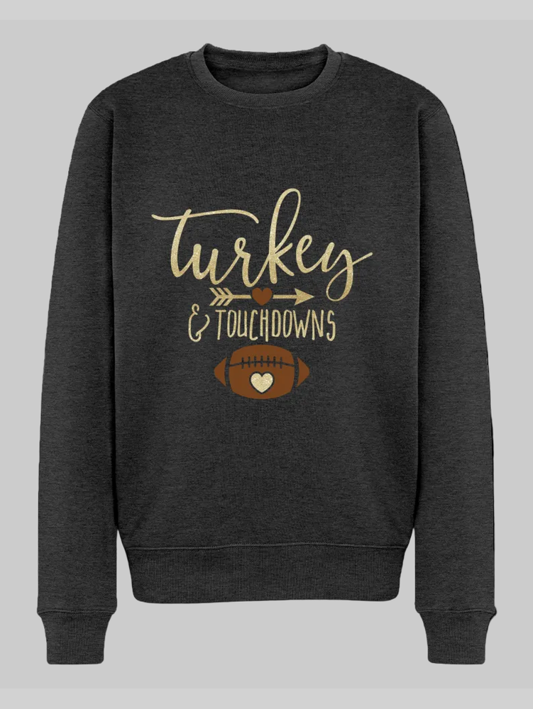 Men’s Turkey and Touchdowns Thanksgiving Sweatshirt - heather anthracite