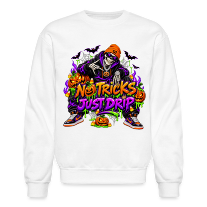 Men No Tricks Just Drip Halloween Crewneck Sweatshirt - white