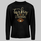 Men's Turkey and Touchdowns Long-Sleeve Thanksgiving T-Shirt - black