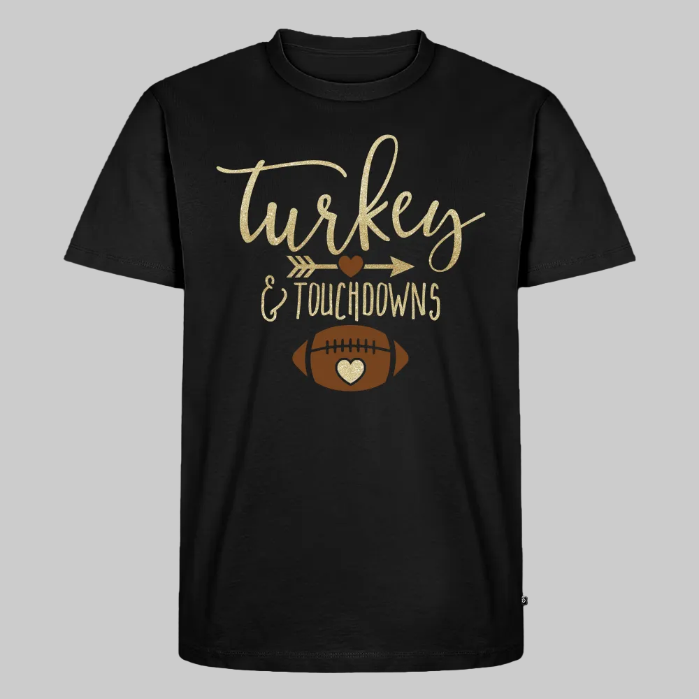 Men's Turkey and Touchdowns Short Sleeve T-Shirt - black