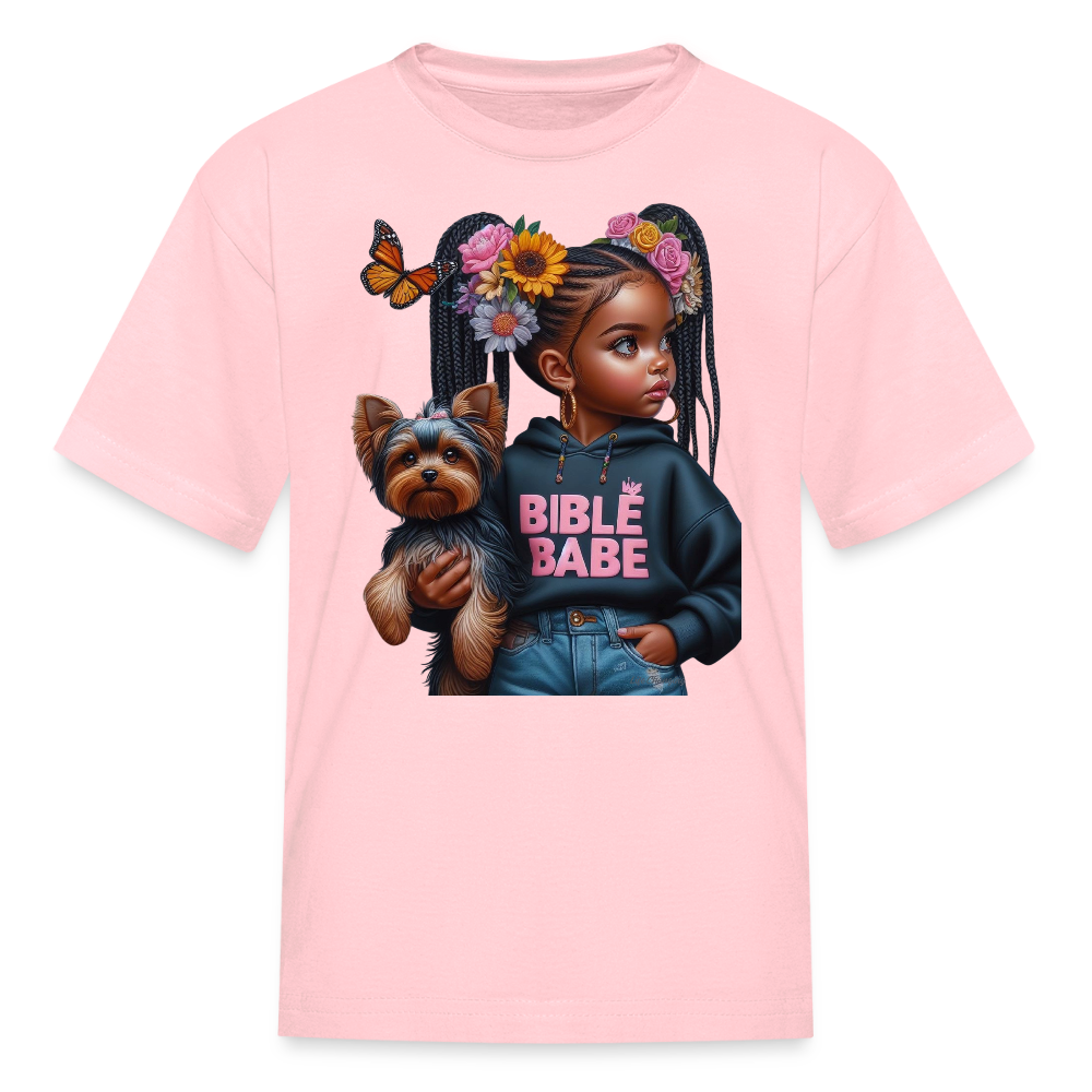 African American Girls Bible Babe with Dog Short Sleeve T-Shirt NicholesGifts