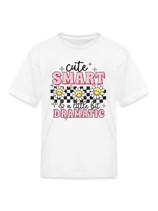 Girls Cute Smart Dramatic Short Sleeve Crewneck T-Shirt