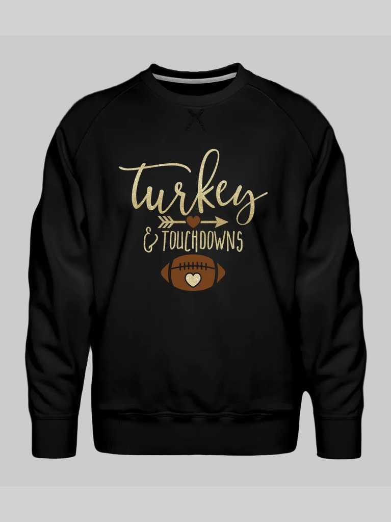 Men’s Turkey and Touchdowns Thanksgiving Sweatshirt - black