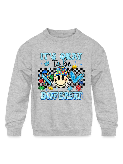 Boys it's Ok To Be Different Long Sleeve Smiley Face Crewneck Sweatshirt nicholesgifts