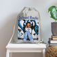 African American Toddler Girls School Rocks Gray Cotton Drawstring Bag For Back To School - Light Grey