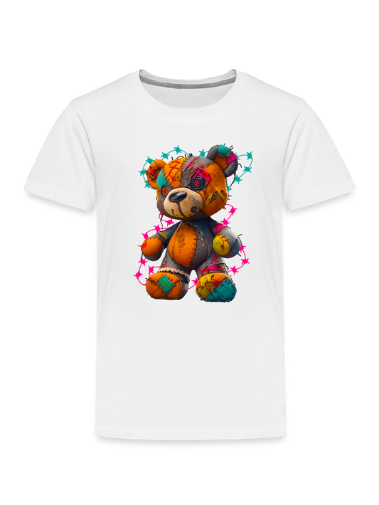 Toddler Boys Orange Multicolored Teddy Bear Crewneck Short Sleeve T-Shirt
