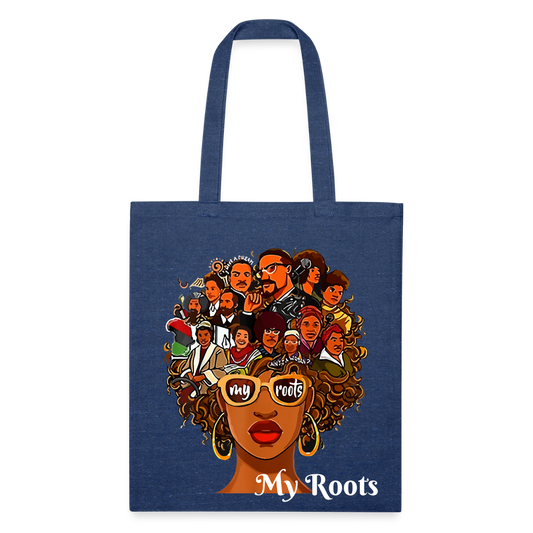 African American Women My Roots Blue Tote Bag Gift for Black History Month nicholesgifts
