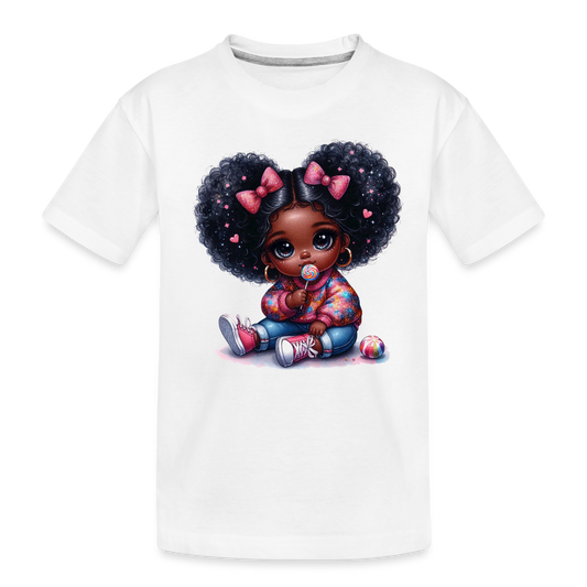 African American Toddler Girls Pink Bows Organic Short Sleeve T-Shirt NicholesGifts