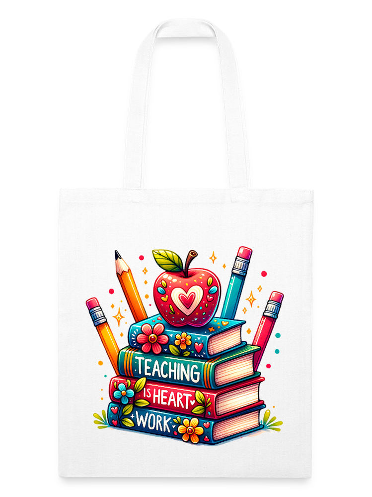 Women Teaching Is Heart Work Valentine's Day Tote Bag nicholesgifts