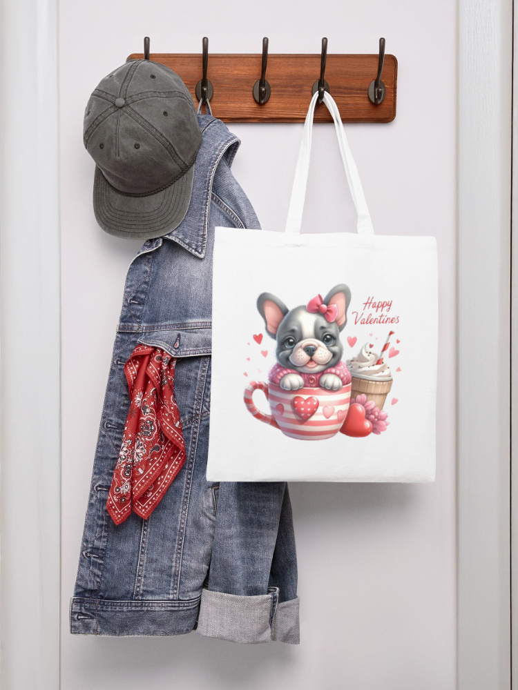 Women Happy Valentine's Day Pug Dog in Heart Mug Tote Bag Gift For Her nicholesgifts