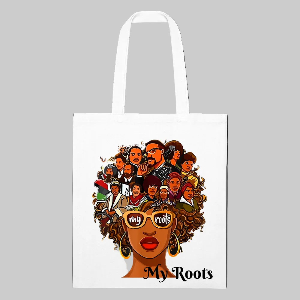 African American Women My Roots White Tote Bag Gift for Black History Month nicholesgifts