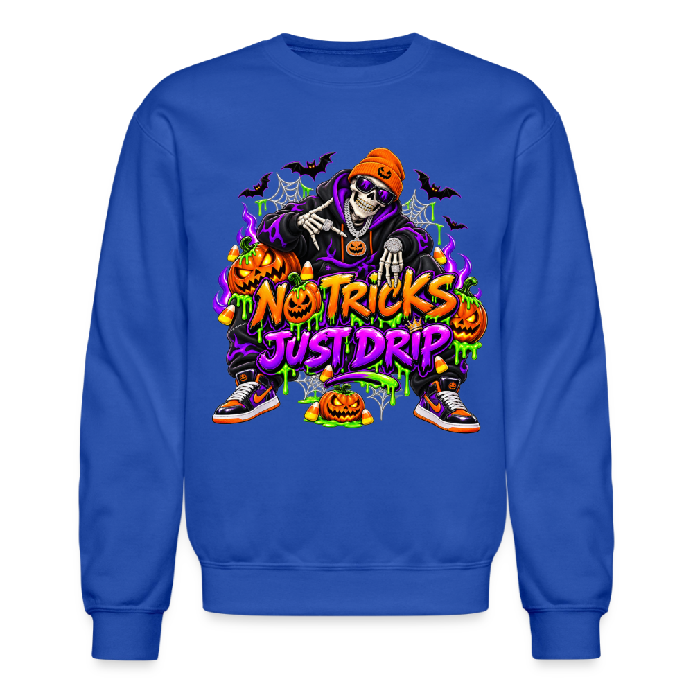 Men No Tricks Just Drip Halloween Crewneck Sweatshirt - royal blue