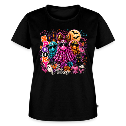 Women’s Halloween Ghost Spooky Vibes Short Sleeve T-Shirt - black