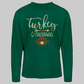 Men's Turkey and Touchdowns Long-Sleeve Thanksgiving T-Shirt - forest green