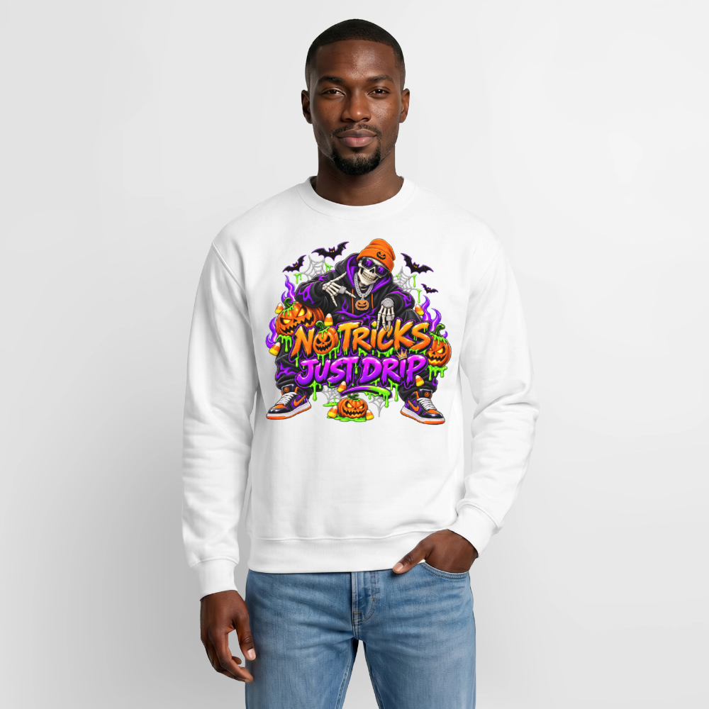 Men No Tricks Just Drip Halloween Crewneck Sweatshirt - white