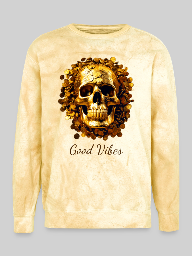 Men Good Vibes Colorblast Crewneck Sweatshirt - citrine