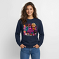 Women's Spooky Vibes Halloween Ghost Crewneck Sweatshirt - navy
