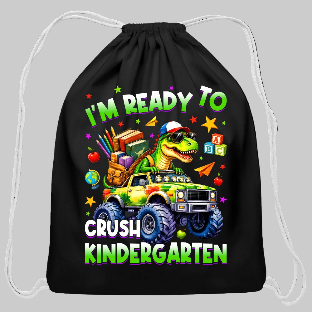 Toddler Boys I'm Ready To Crush Kindergarten Drawstring Bag Back To School - black