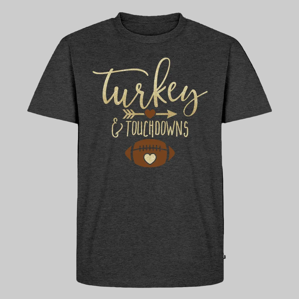 Men's Turkey and Touchdowns Short Sleeve T-Shirt - heather anthracite